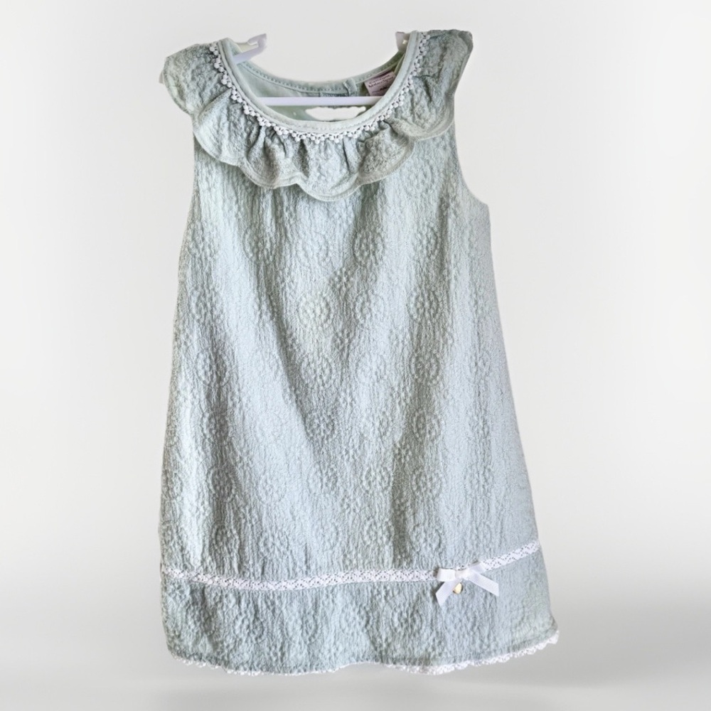 Catherine‎ Malandrino Mini Girls Sage Green Eyelet Ruffle Dress 3T Boho Pastel